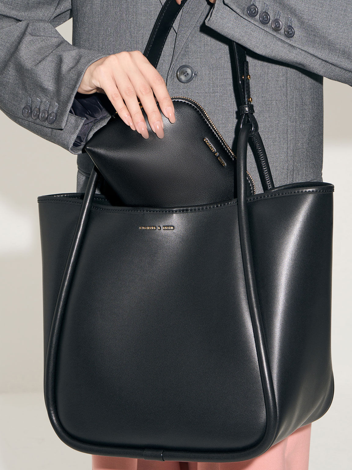 Large Slouchy Tote Bag, Black, hi-res