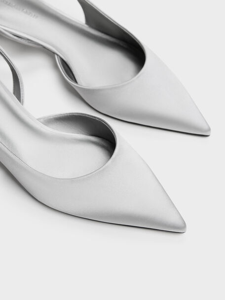 Brantley Bow Slingback Kitten Heels, Grey, hi-res
