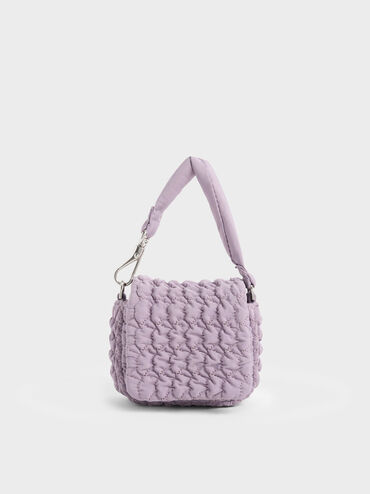 Recycled Polyester Ruched Mini Bag, Lilac, hi-res