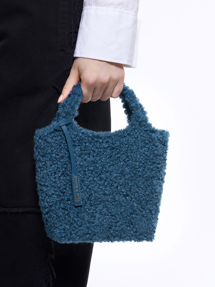Arlys Furry Tote Bag, Navy, hi-res