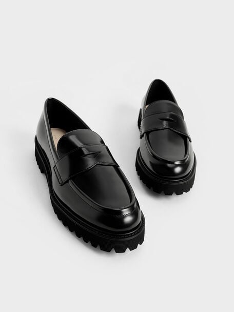 經典厚底樂福鞋, 黑色, hi-res