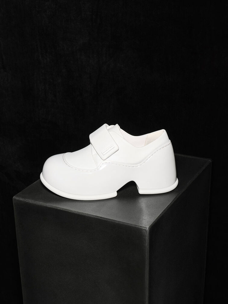 White Pixie Patent Platform Loafers - CHARLES & KEITH AU