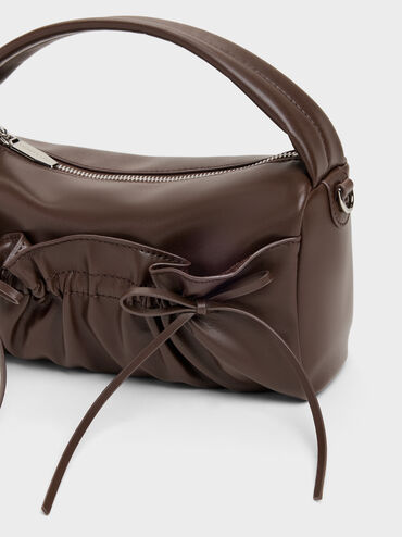 Bolso de Mano Reese Fruncido con Lazos, Espresso Brown, hi-res
