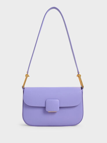 Koa Square Push-Lock Shoulder Bag, Lilac, hi-res