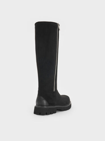 Rosamond Faux Suede Knee-High Boots, Black Textured, hi-res
