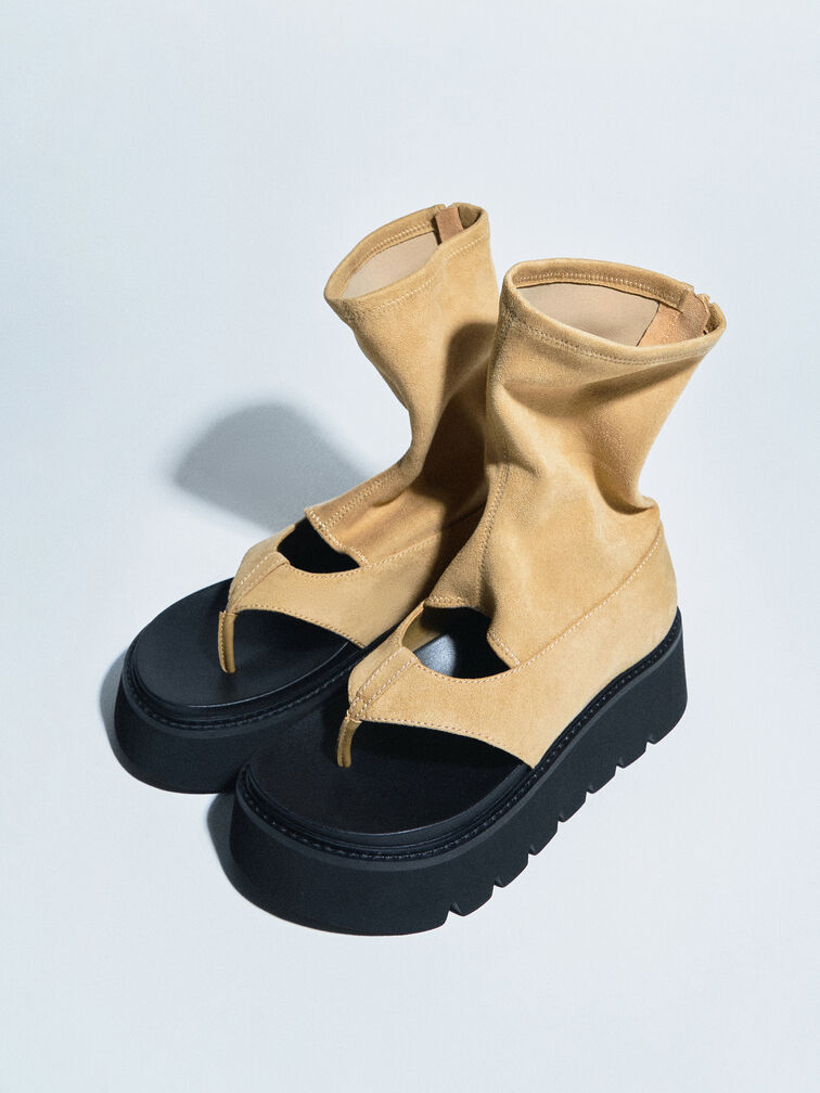 Laine Faux Suede Platform Boot Sandals, Sand, hi-res