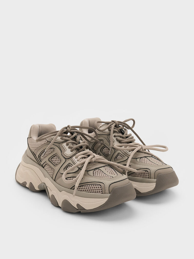 Gaskell Metallic Mesh Chunky Sneakers, Taupe, hi-res