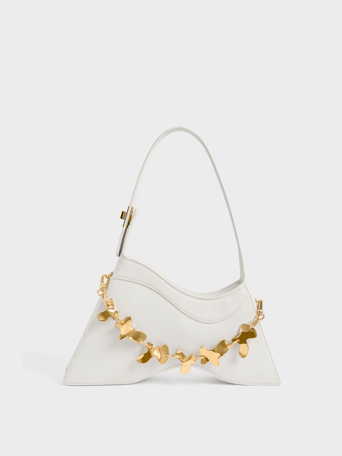 White Verity Chain-Link Sculptural Bag - CHARLES & KEITH MO