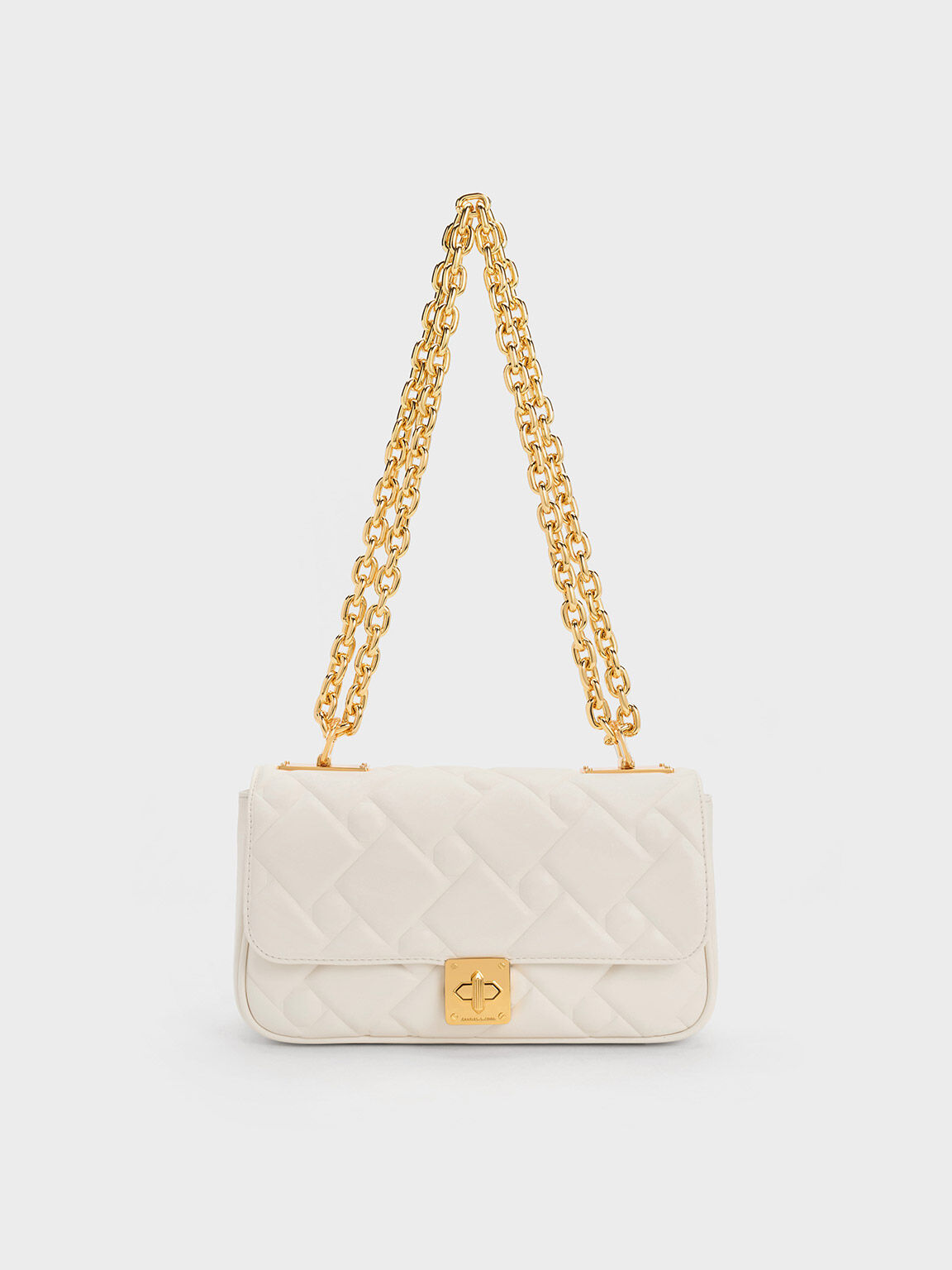 Bolso acolchado Tillie con cadena, Crema, hi-res