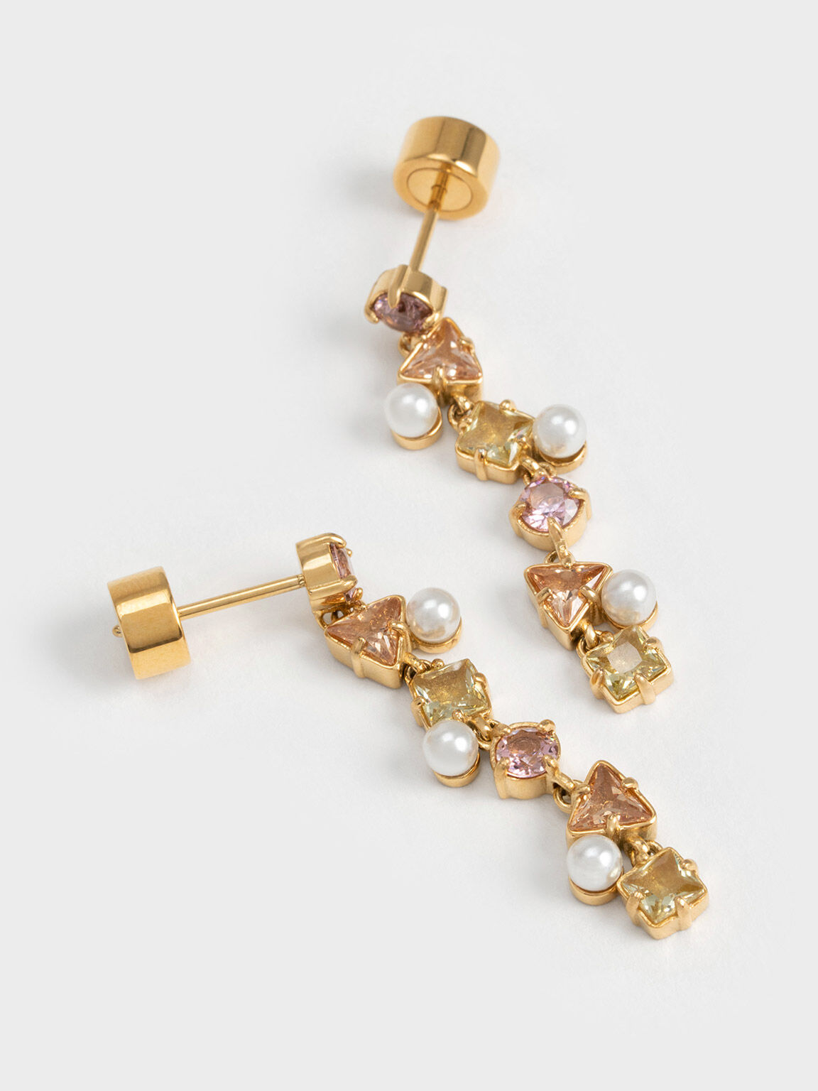 Gold and cheap crystal drop earrings