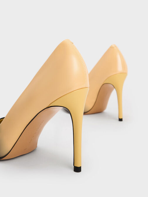 Two-Tone Stiletto Heel Pumps, Dark Grey, hi-res