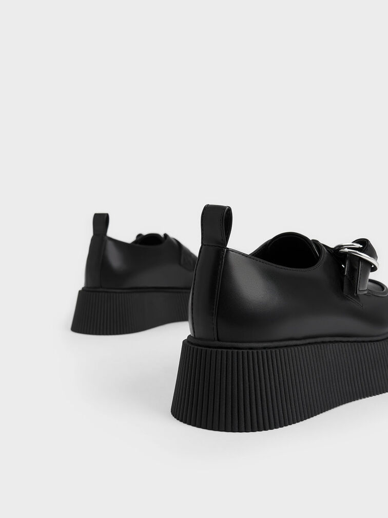 Cordova Buckled Platform Loafers, Black, hi-res