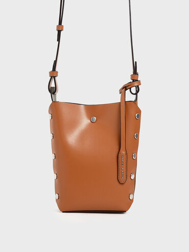 Mini Reversible Studded Crossbody Bag, Tan, hi-res