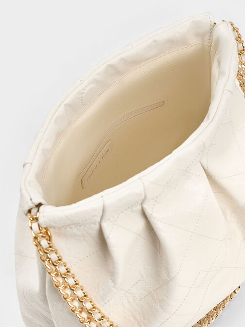 Bolso hobo Duo con doble cadena, Crema, hi-res