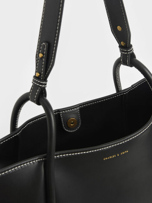 Bolso tote holgado tubular Lyla, Negro, hi-res