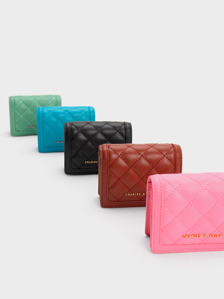 Micaela Quilted Card Holder, Black, hi-res