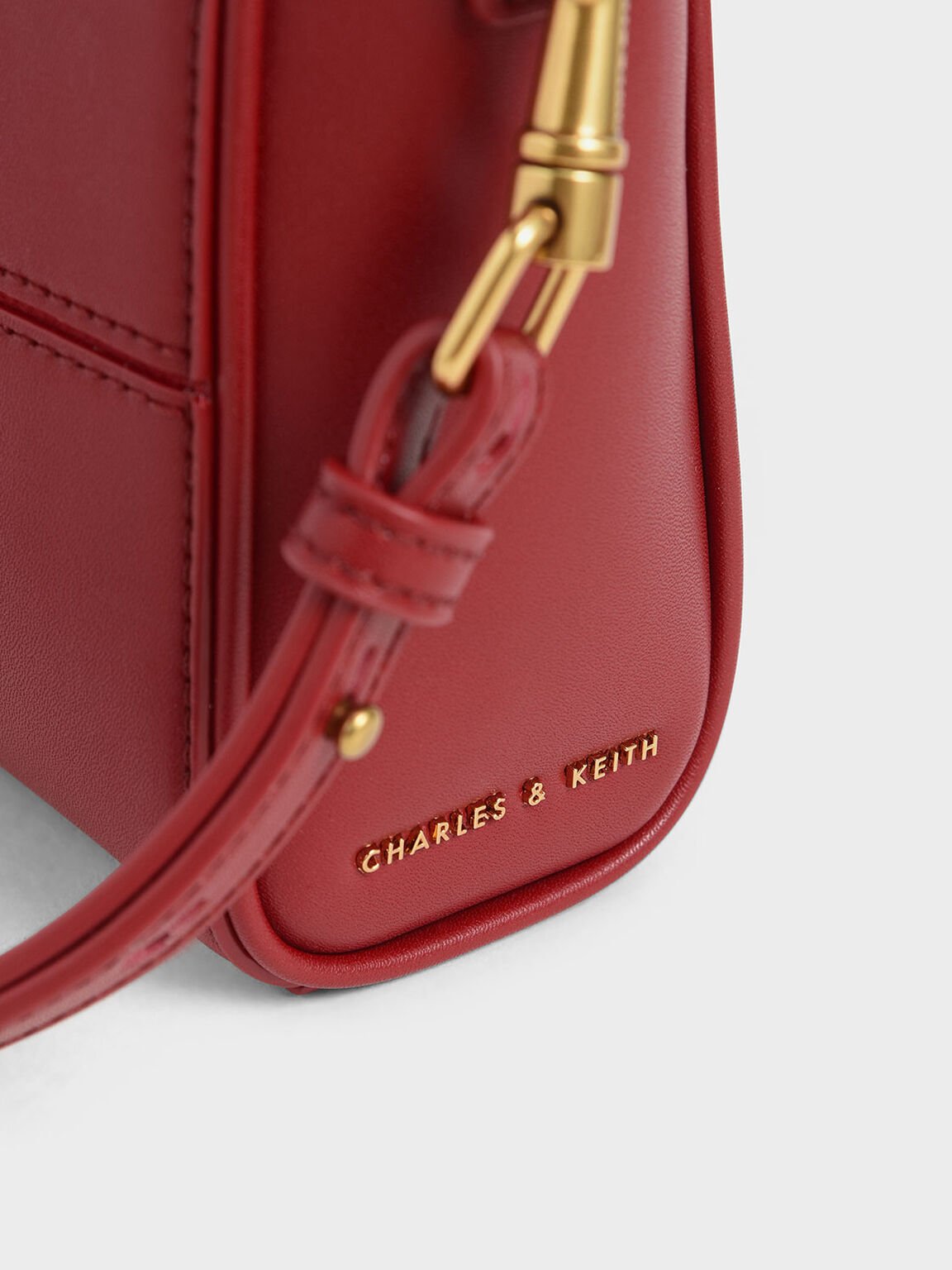 Textured Panelled Top Handle Bag, Red, hi-res