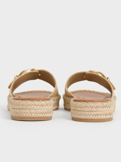 Buckled Woven Espadrille Sandals, Sand, hi-res