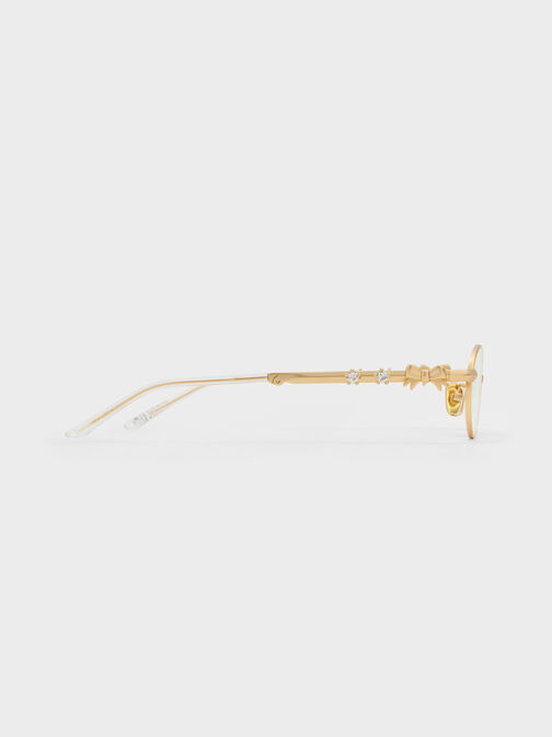 Paige Bow Crystal Clear Sunglasses, Brush Gold, hi-res
