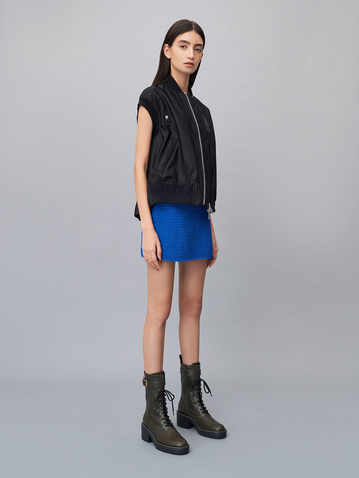 Buckled Lace-Up Platform Boots, Olive, hi-res