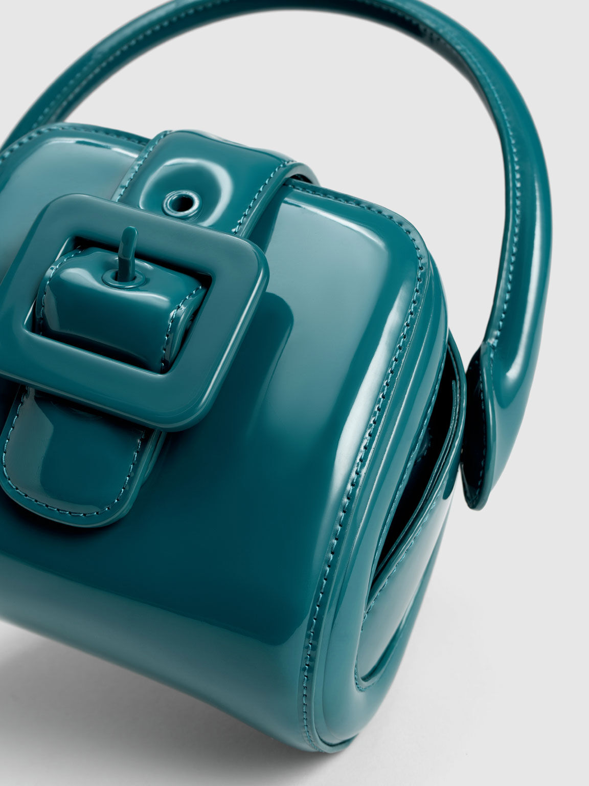 Bolso con cinturón Lula de charol, Turquoise, hi-res