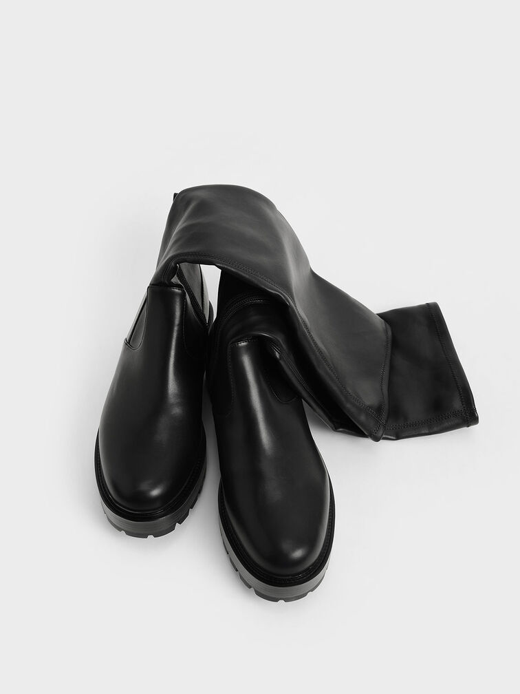 Knee-High Boots, Black, hi-res