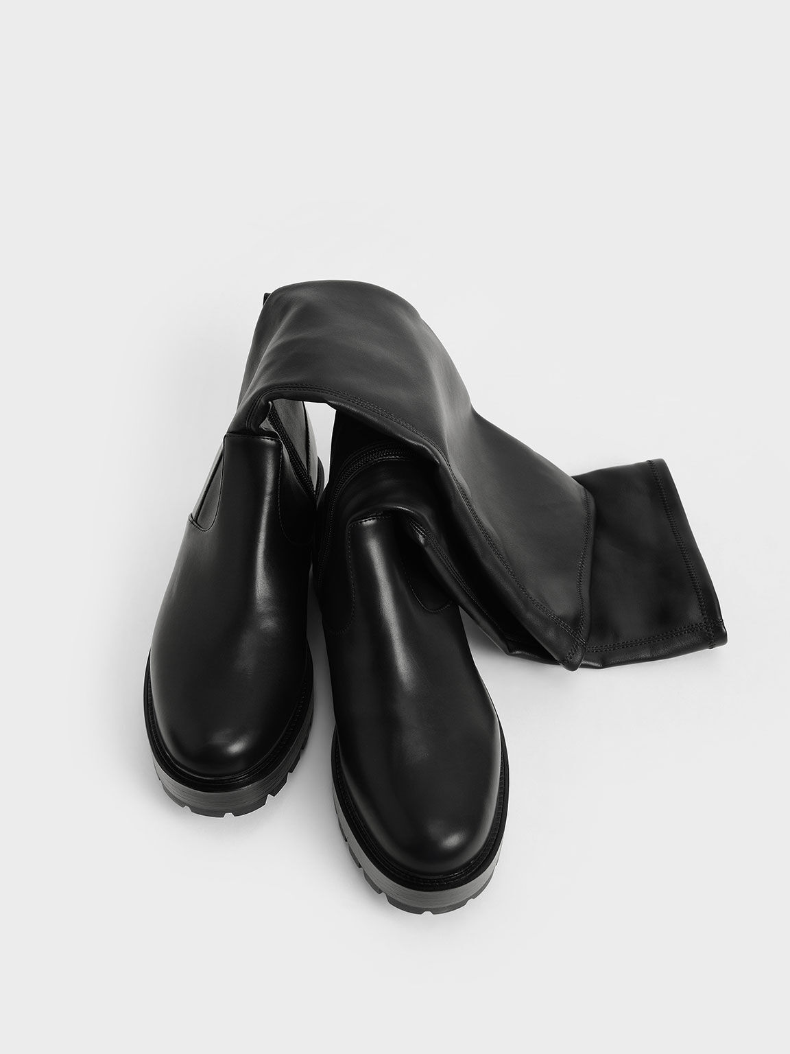 Knee-High Boots, Black, hi-res