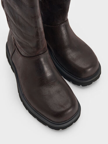 Rosamond Knee-High Boots, Dark Brown Textured, hi-res