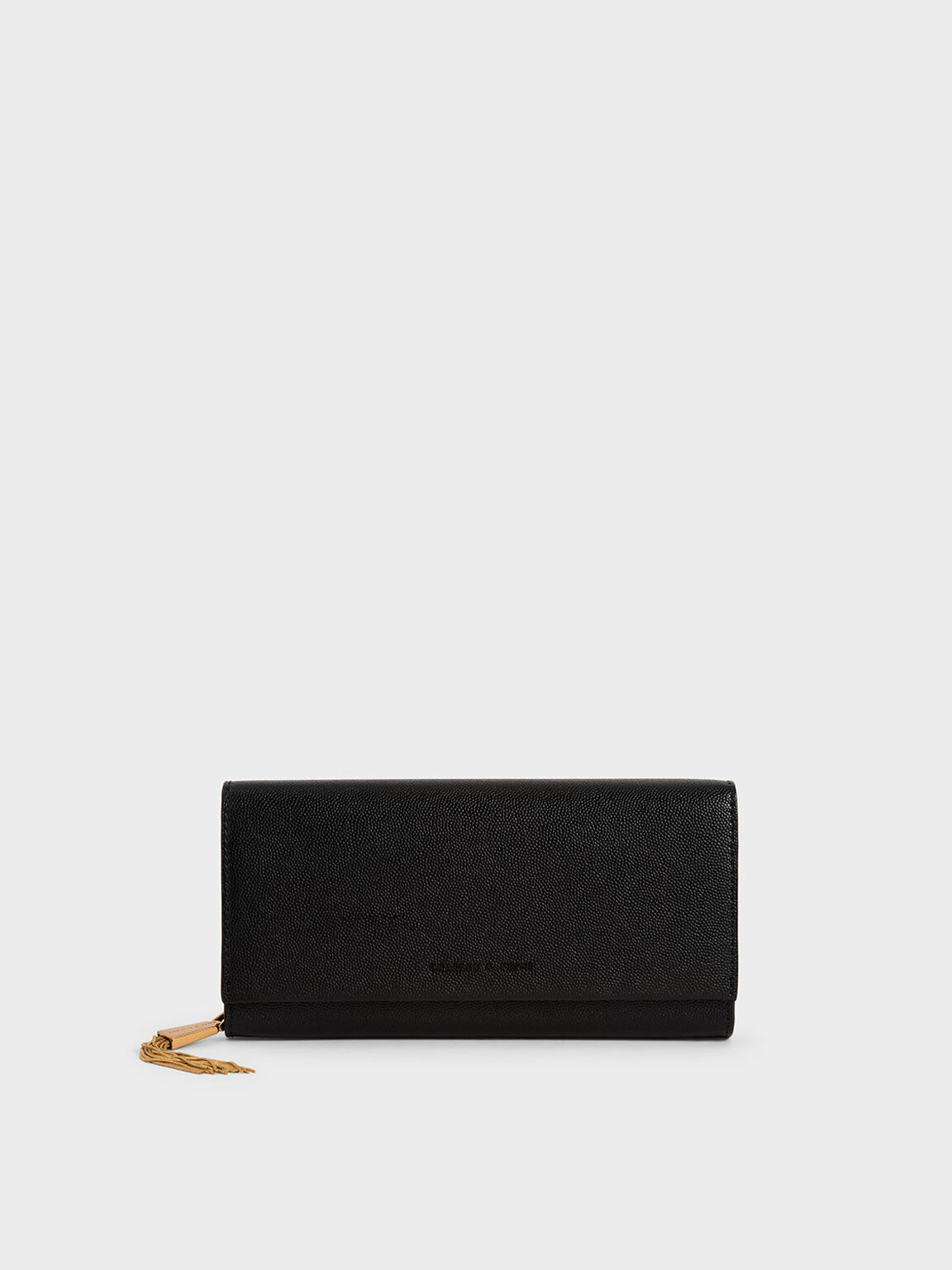 Tassel Detail Long Wallet, Black, hi-res
