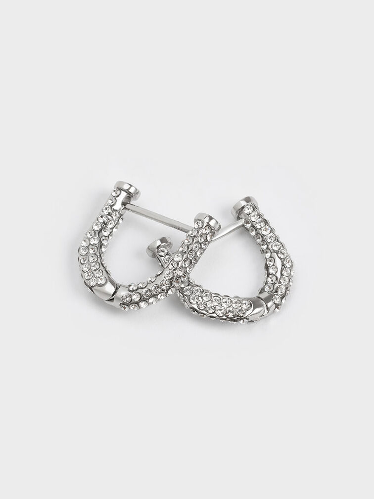 Gabine Swarovski Crystal Huggie Earrings, Silver, hi-res