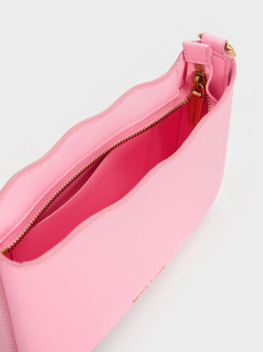 Braided Chain-Link Wavy Bag, Pink, hi-res