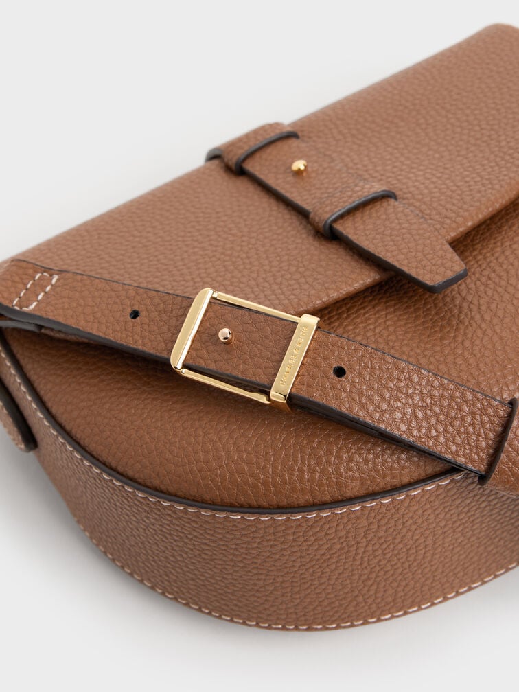 베릴 벨티드 새들 백, 초콜릿, hi-res