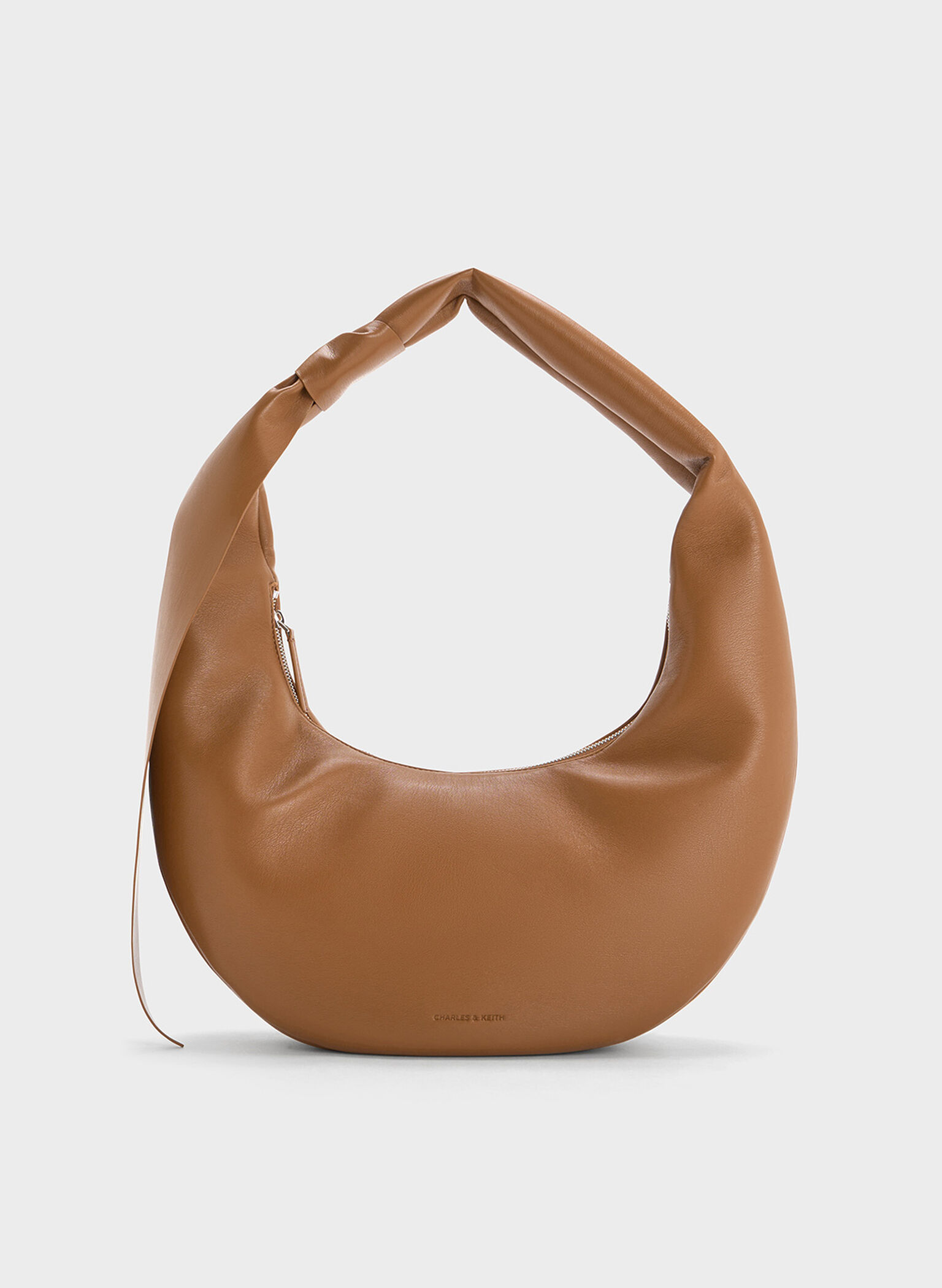Bolso hobo curvo anudado Toni, Marrón chocolate, hi-res