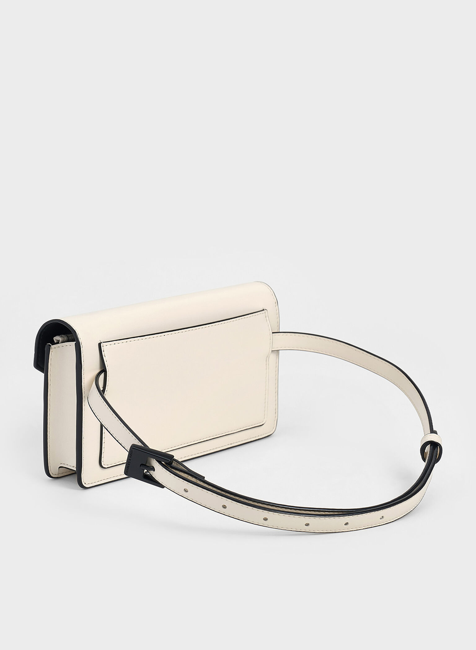 Bolsa Crossbody Samantha Envelope com Corrente Enfeitada, Cream, hi-res