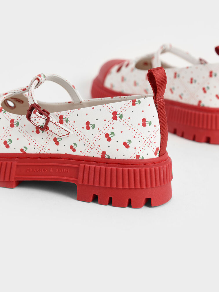 Girls' Cherry-Print Platform Mary Janes, Red, hi-res