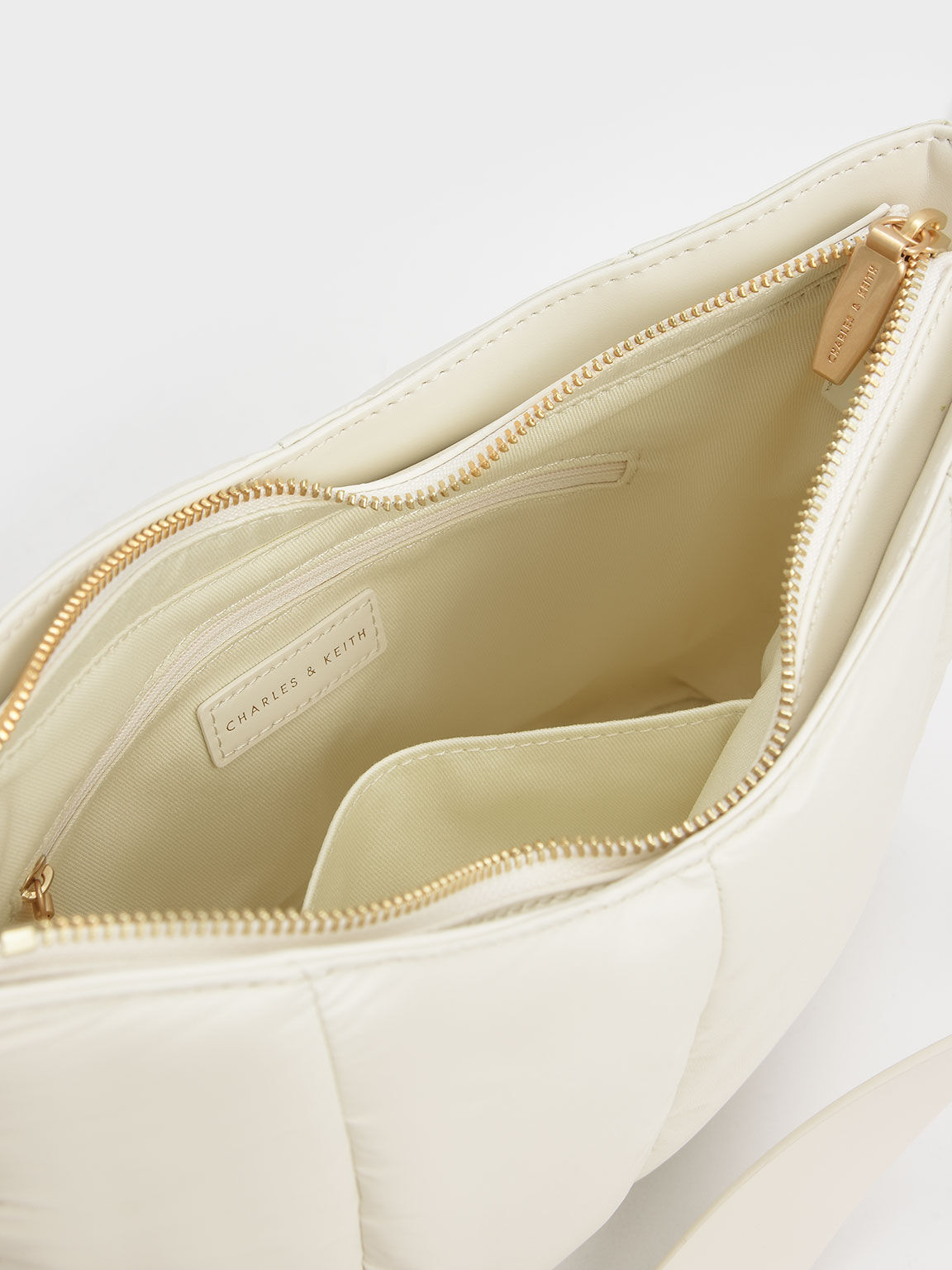 Aralia Two-Tone Chain Handle Shoulder Bag, Cream, hi-res