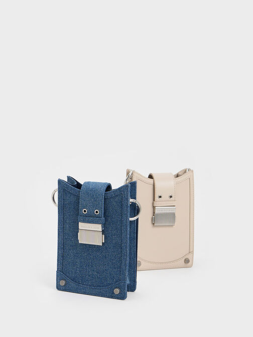 Winslet Denim Belted Phone Pouch, Denim Blue, hi-res