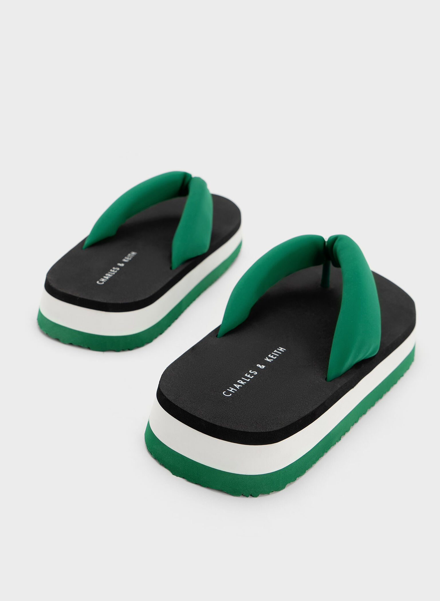 Tana Puffy Thong Sandals, Green, hi-res