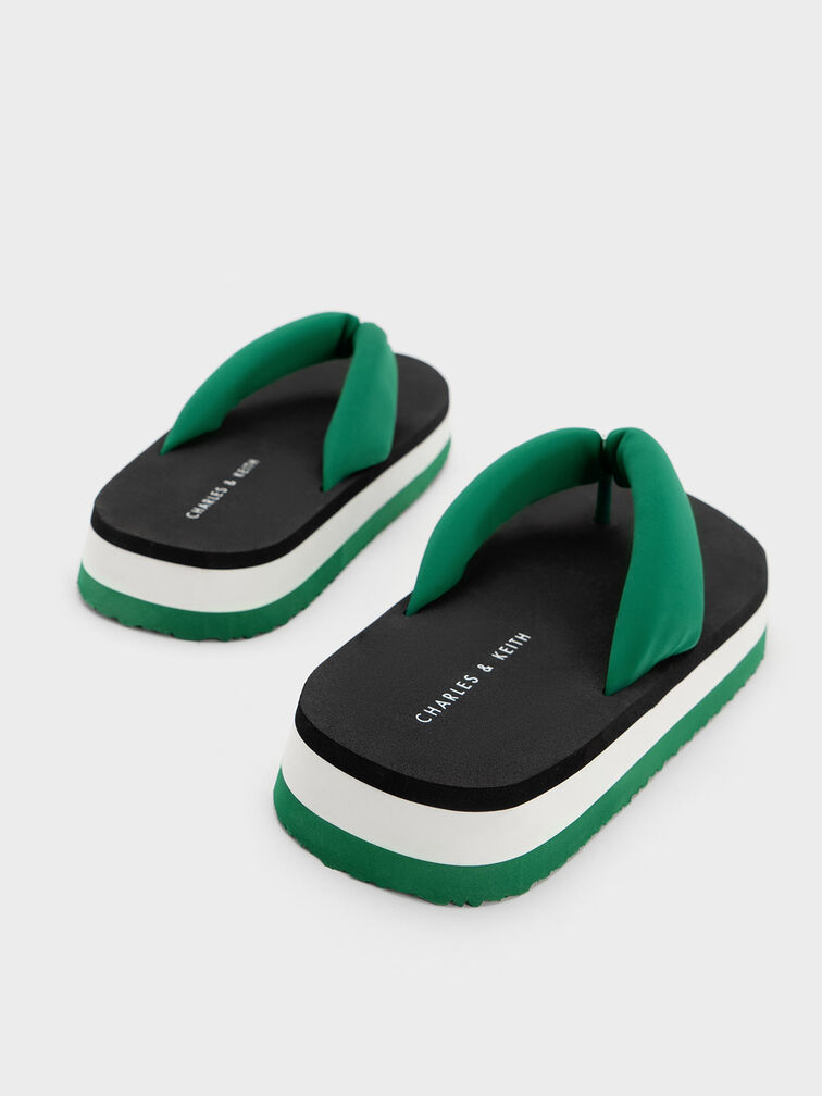 Tana Puffy Thong Sandals, Green, hi-res