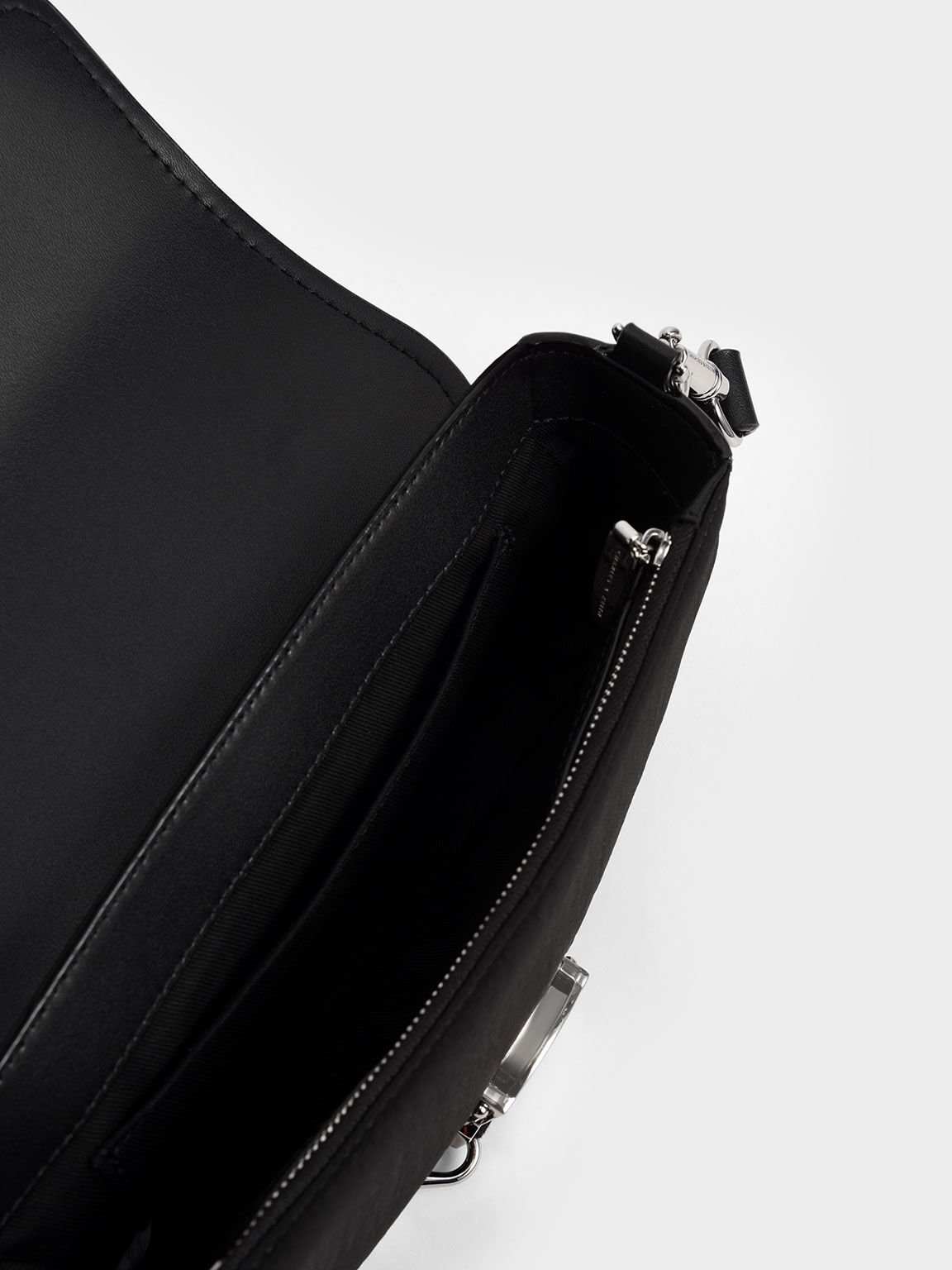 Aspen Metallic Belt Buckle Shoulder Bag, Black, hi-res