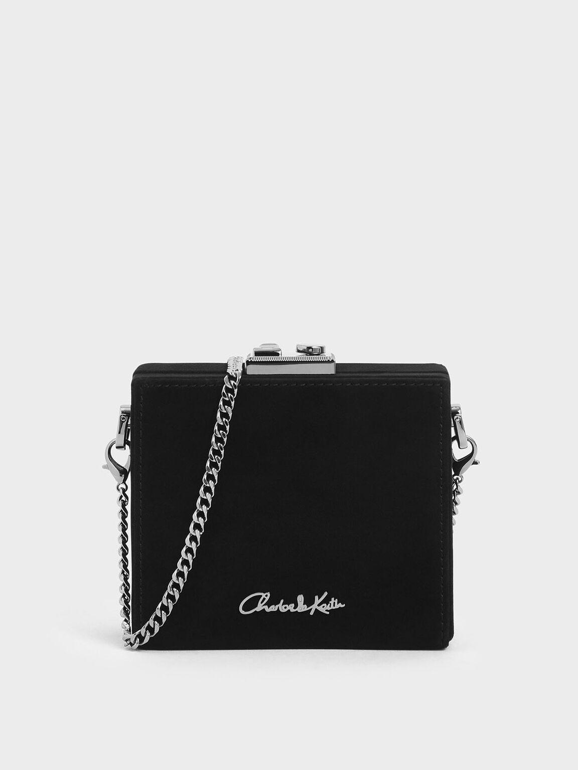 Black Square Clutch Kid Suede Charles Keith Us