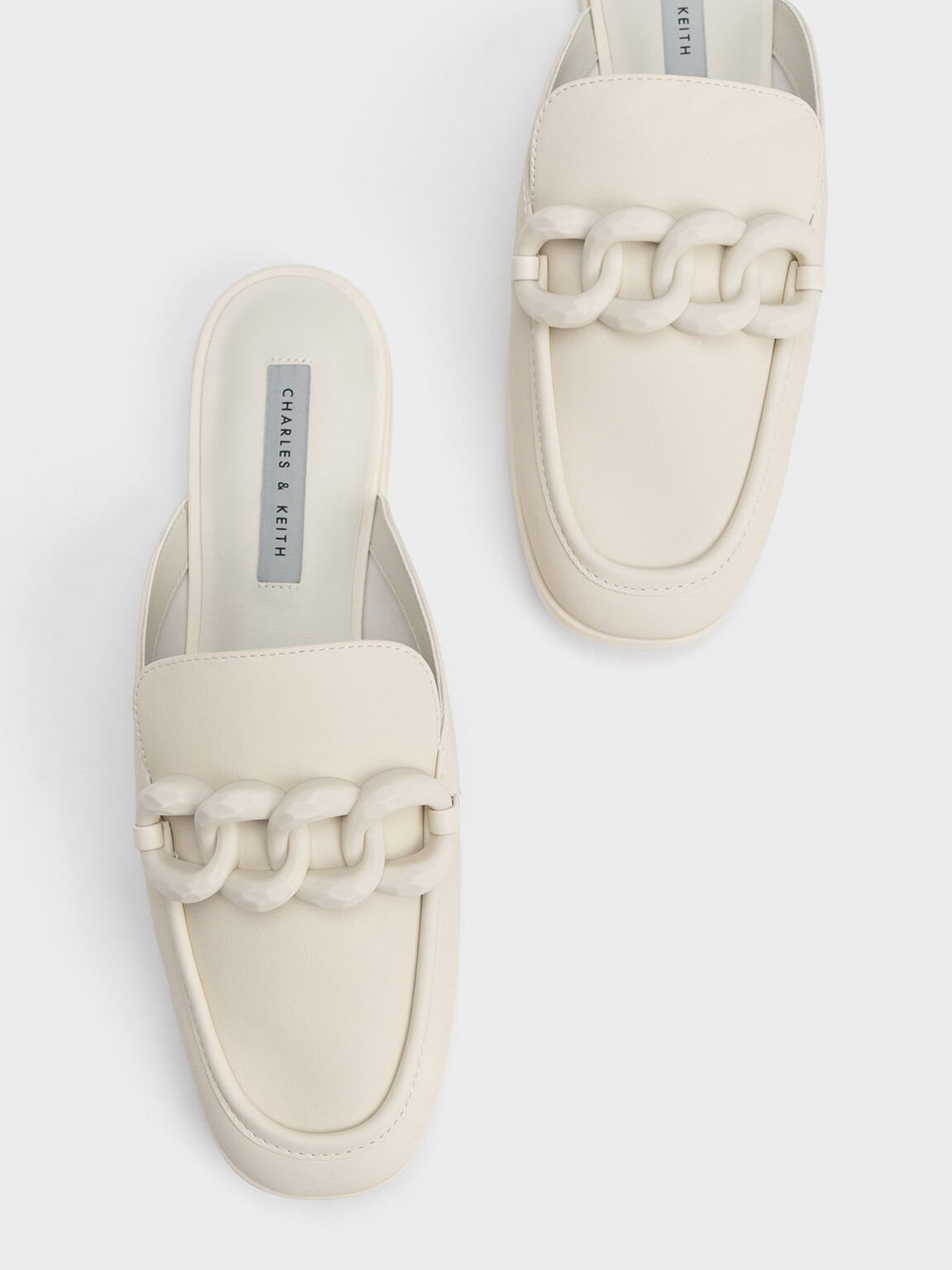 Chunky Chain Loafer Flats, Chalk, hi-res