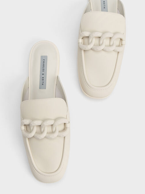 Chunky Chain Loafer Flats, Chalk, hi-res