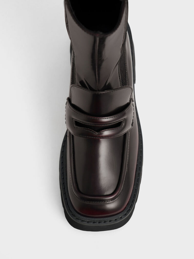 Penny Loafer Chelsea Boots, Burgundy, hi-res