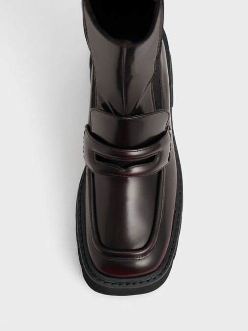 Penny Loafer Chelsea Boots, Burgundy, hi-res