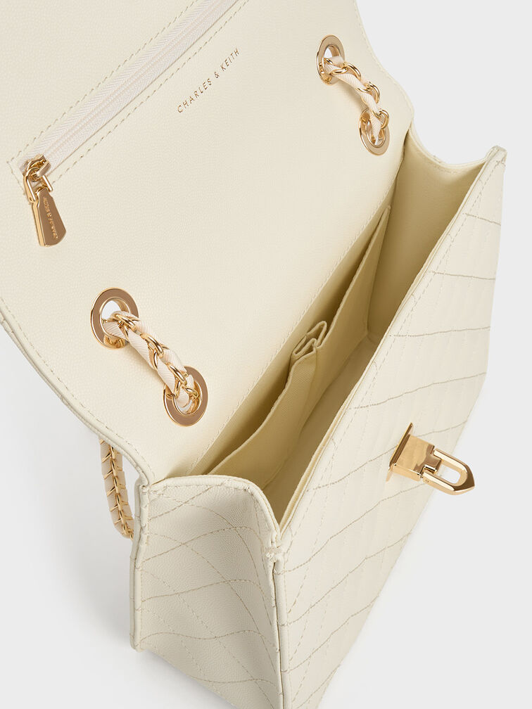 Cream Cressida Quilted Chain Strap Bag - CHARLES & KEITH SG