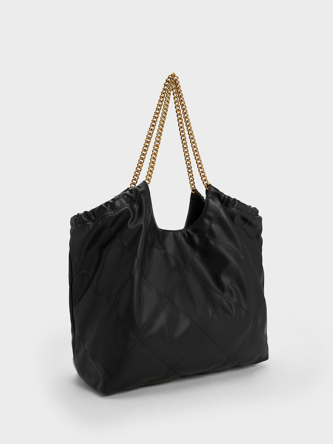 Braided Handle Tote Bag, Black, hi-res