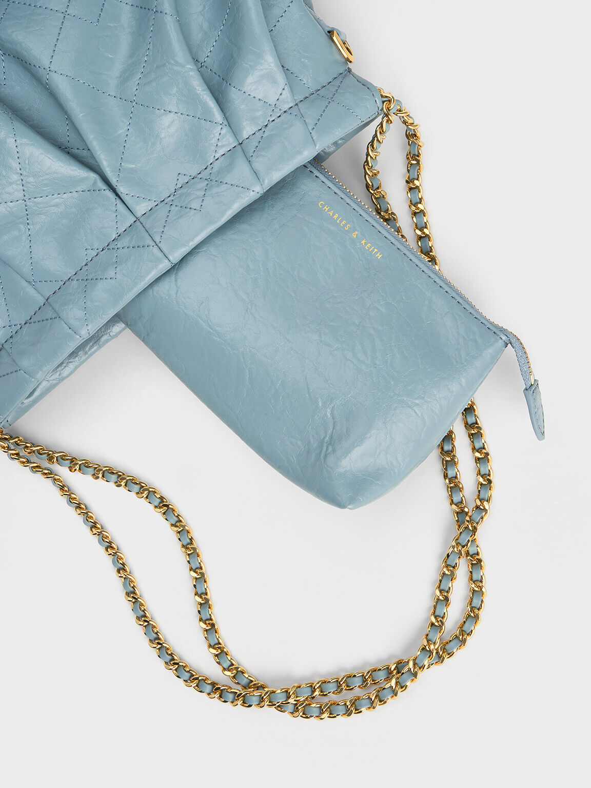 Duo Double Chain Hobo Bag - Slate Blue