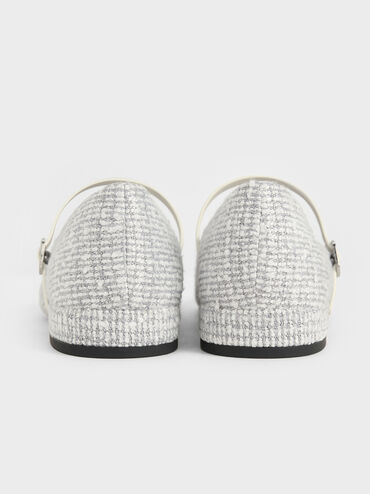 Gertrude Tweed Round-Toe Mary Janes, Grey, hi-res