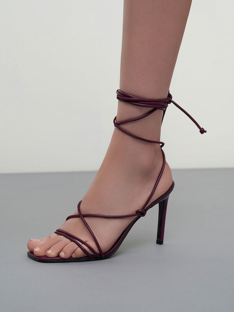 Strappy Tie-Around Stiletto Sandals, Purple, hi-res